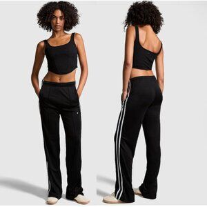 PINK Victoria's Secret Wide Leg Track Pants Retro Black Stripe XS NWT